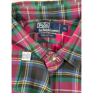 Polo Ralph Lauren Mens XL Pink Green Plaid Cotton Flannel Button Down Shirt 5790